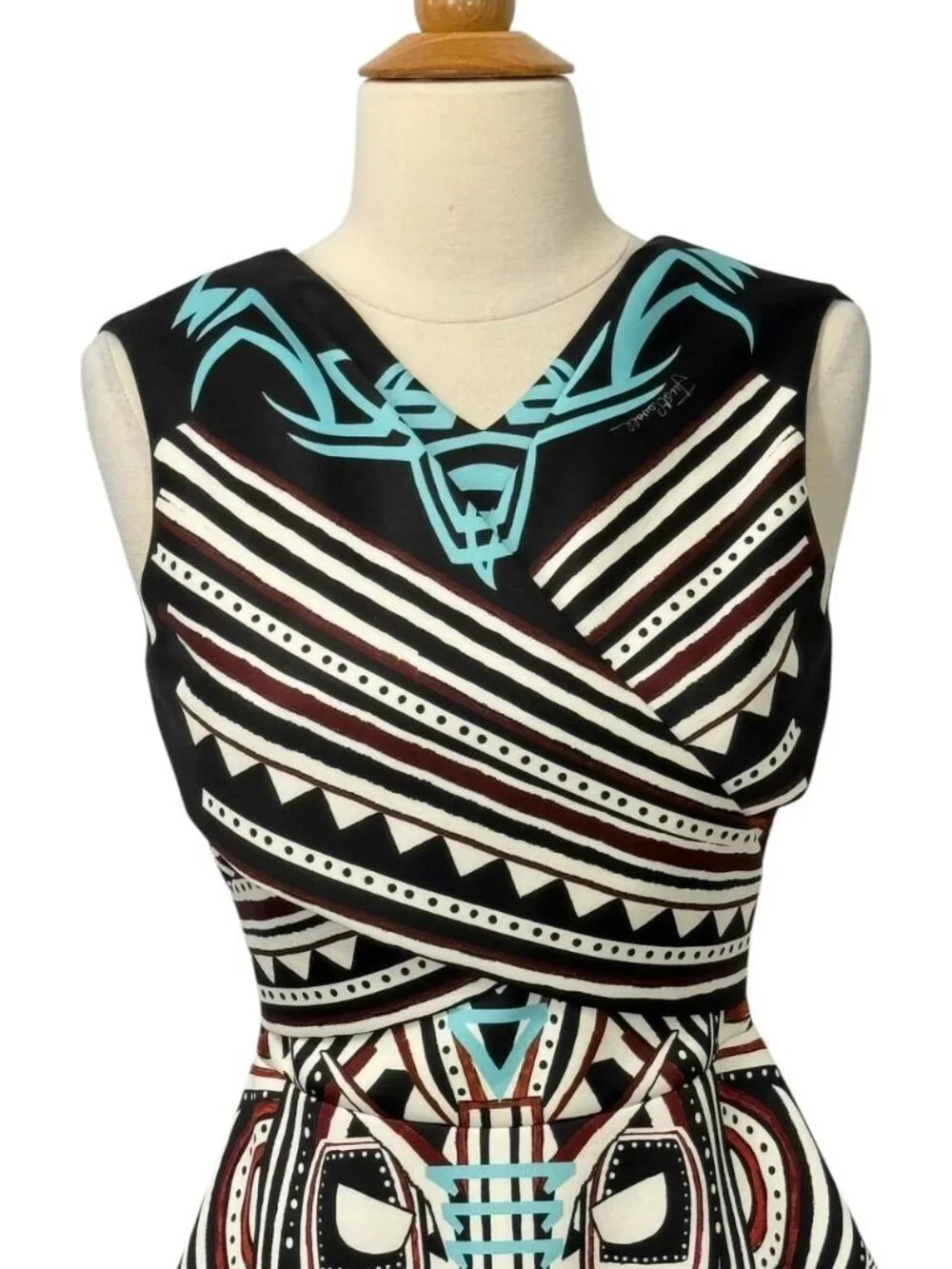 Just Cavalli Roberto Cavalli Mini Dress Tribal Fit Flare Scuba Size 36 IT/XS US